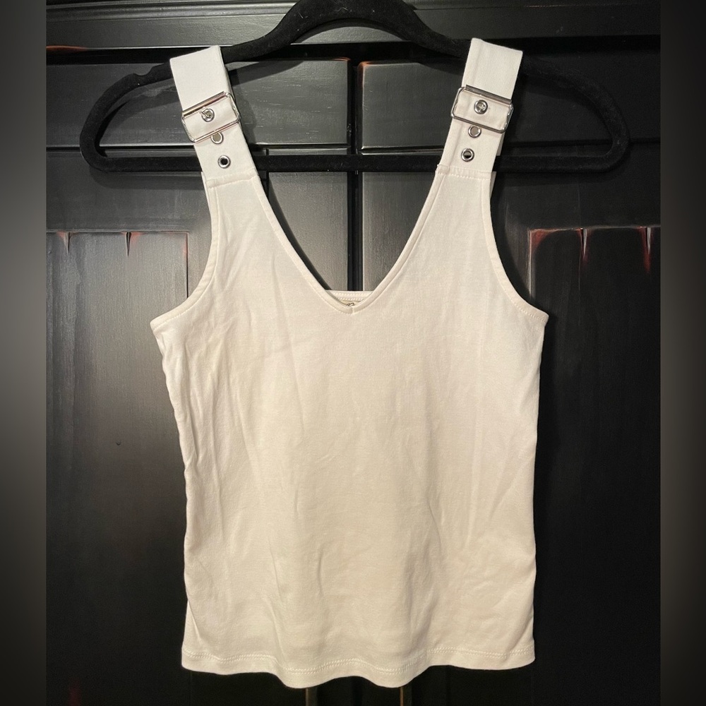 Express White Buckle Top Size S